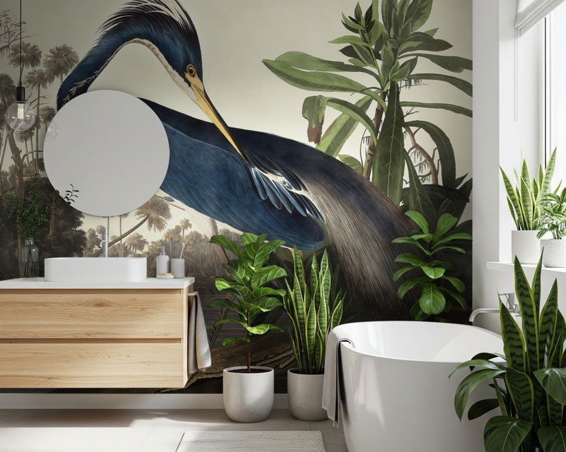Tropical Landscape Blue Heron Wallpaper Mural