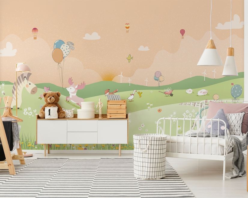 Nursery Cartoon Forest Landscape Wallpaper Mural