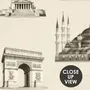 Vintage World Architecture Sketch Wallpaper Mural