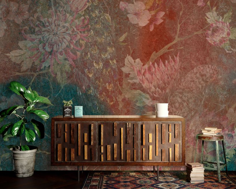 Chinoiserie Vintage Pflanzen Fototapete