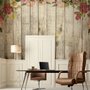 Vintage Blumen mit Holz Fototapete