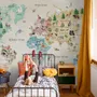 Kids Watercolor World Map Wallpaper Mural