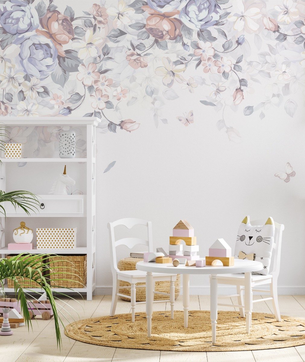 Vintage Floral Art Wallpaper Mural - Peel and Stick