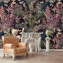 Tropical Birds on Branch with Butterflies Wallpaper Mural