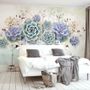 Papier peint panoramique vintage fleurs violettes