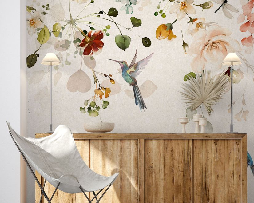 Watercolor Soft Peony Floral Blossom Wallpaper Mural