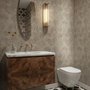 Abstract taupe and greige wallpaper with creamy white oval brush marks in flowing currents