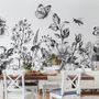 Black and White Floral Wallpaper Mural