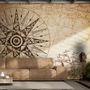 Vintage Map with Compass Wallpaper Mural