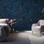 Dark Navy Peony Floral Drawing Art Wallpaper Mural
