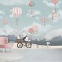 Papier peint panda mignon vélo montgolfière enfants