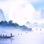Papier peint panoramique pour enfants avec petit canoë