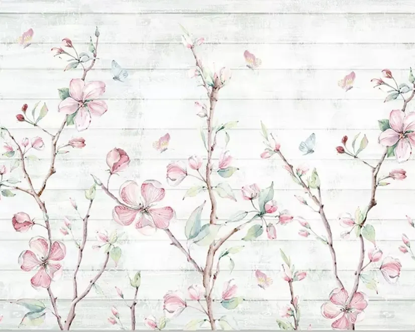 Watercolor Cherry Blossom Wallpaper Mural