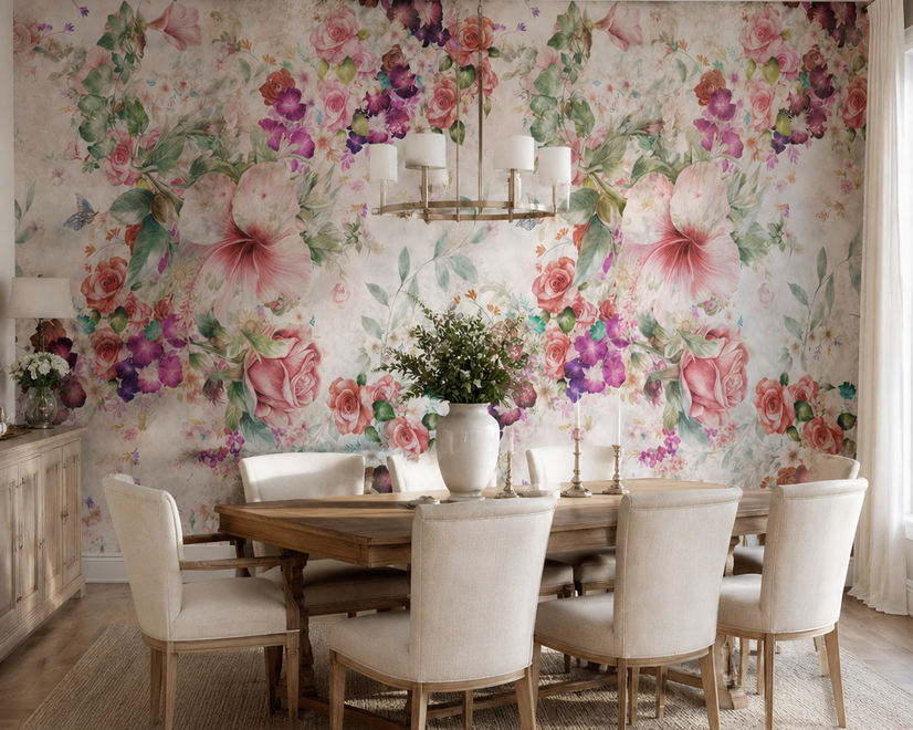 Vintage Flower Bouquet Wallpaper Mural