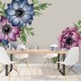 Wandtattoo Aquarell Dunkelblau Rote Anemone Blumen