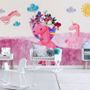 Papier peint panoramique licorne rose dessin animé