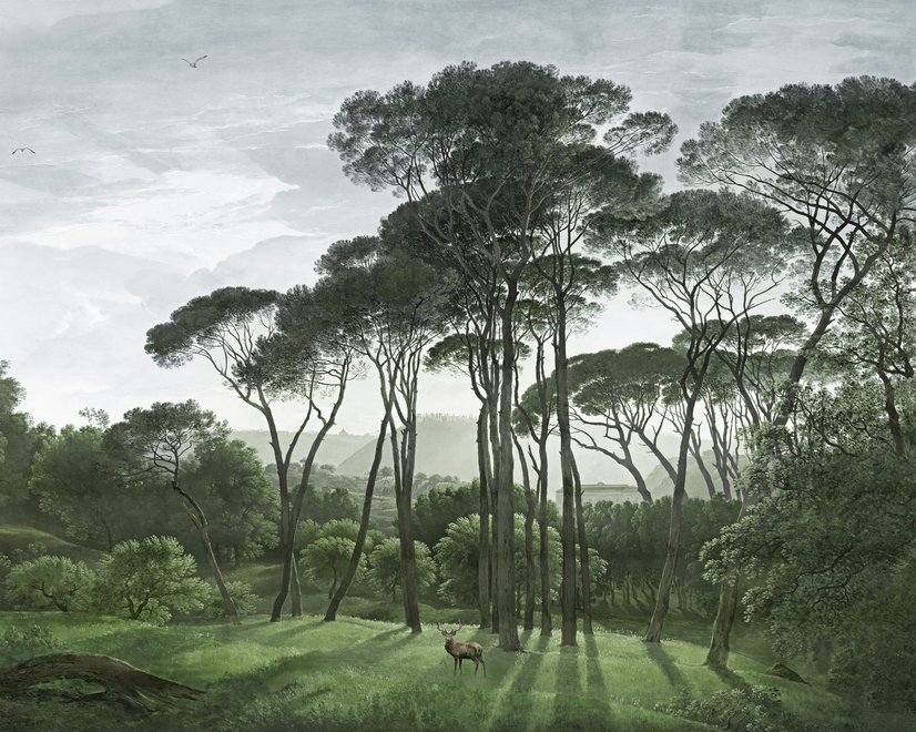 Tropical Forest and Horned Deer Wallpaper Mural