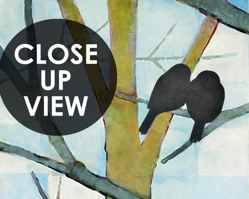 Vintage Abstract Forest and Black Bird Wallpaper Mural