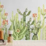 Watercolor Desert Floral and Cactus Wallpaper Mural