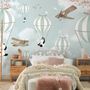 Cartoon Pandas with Hot Air Balloons Wallpaper Mural