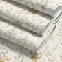 Cute rabbits wallpaper with woodland animals, white birds and acanthus scrolls on an ivory cream ground