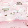 Hot Air Balloon with Pink Mountain Landscape Wallpaper Mural