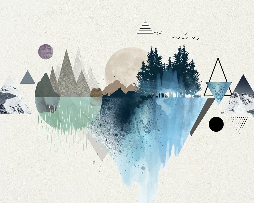 Forest Geometric Pattern Wallpaper Mural