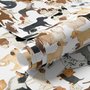 Zoomie kids wallpaper with painted dog breeds in tan, brown, black and grey on white