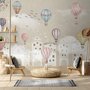 Kinderzimmer Fototapete Cartoon Winter und Kleiner Heißluftballon