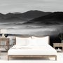 Monochrome Dark Lake Landscape Wallpaper Mural