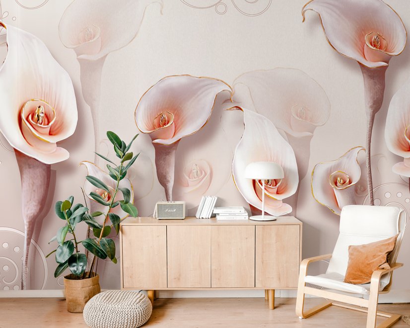 Elegante Calla-Lilie 3D Blumen Fototapete