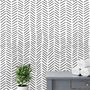 Modern Herringbone Line Black and White  Wallpaper Mural
