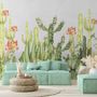 Aquarell Wüstenblumen und Kaktus Fototapete