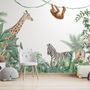 Cute Safari Animals with Jungle Kids Wallpaper Mural