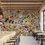 Cartoon Colorful Fast Foods and Pizza Wallpaper Mural