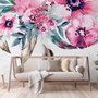 Watercolor Pink Peony Flower Wallpaper Mural