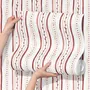 Watercolor stripe leaf wallpaper with burgundy dots and heart leaves on a bright white ground