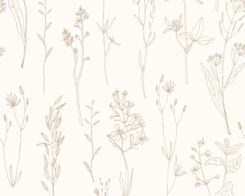 Hand Drawing Plants Meadow Art Wallpaper Mural