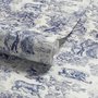 Jungle wallpaper with animals in navy toile, showing tigers, elephants and monkeys on an ivory cream ground