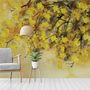 Watercolor Yellow Tree Landscape Wallpaper Mural