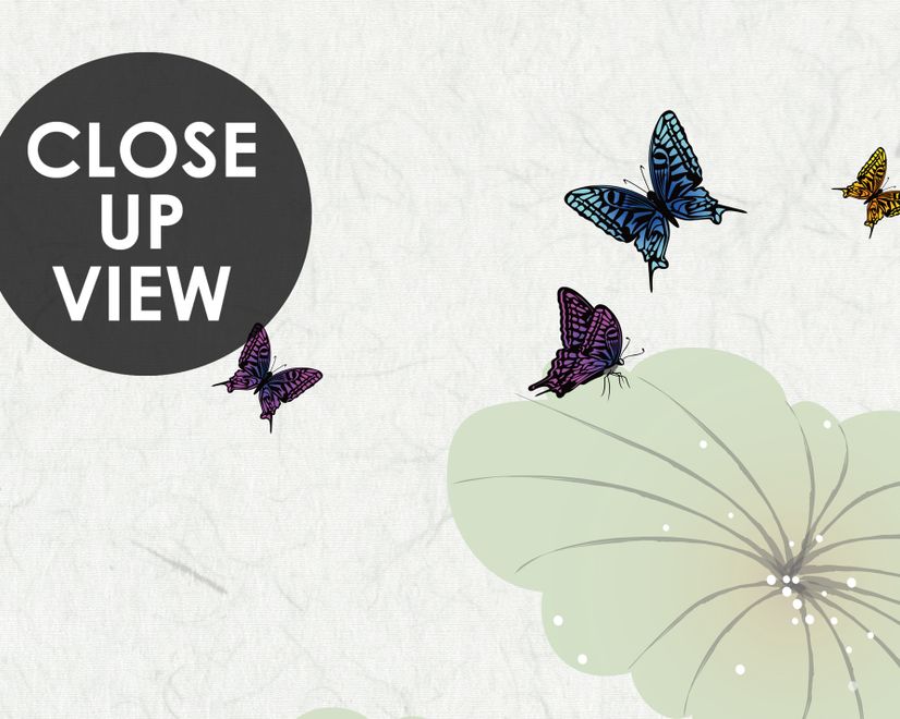 Watercolor Lotus Flower and Butterflies Wallpaper Mural