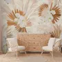 Papier peint panoramique neutre Boho Plants avec feuilles de palmier