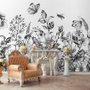 Schwarz-Weiß Blumen Fototapete