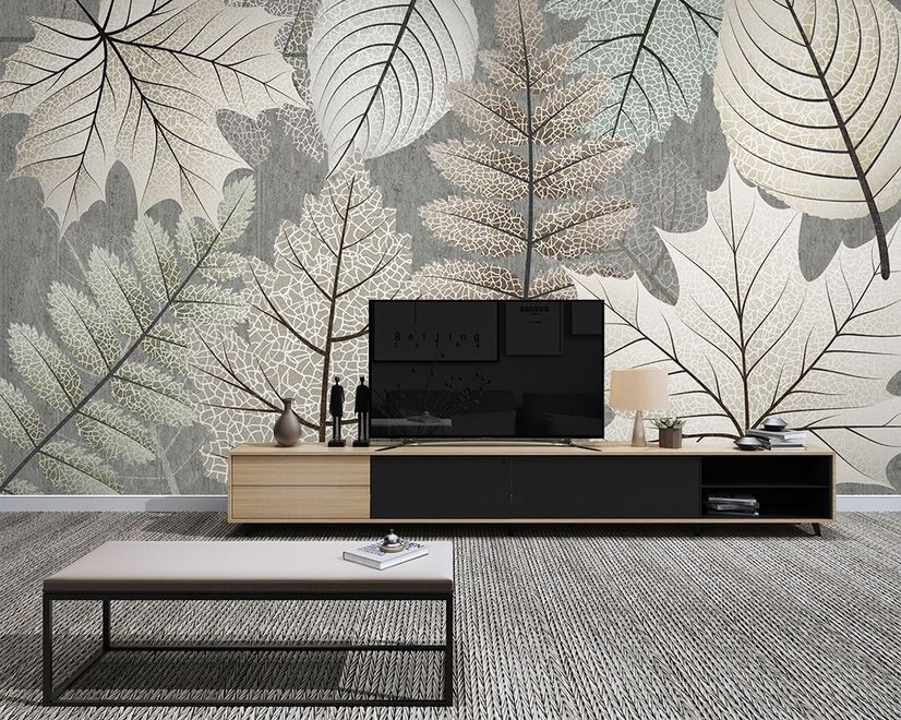Scandinavian Style Unique Leaves Wallpaper Mural