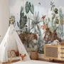 Kinder Aquarellwald mit Leoparden Wildtiere Fototapete