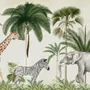 Kids Wild Tropical Animals with Palm Trees Wallpaper Mural