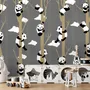 Cartoon Pandas with Tree Branches Wallpaper Mural