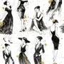 Modern Fashion Women Sketch Wallpaper Mural