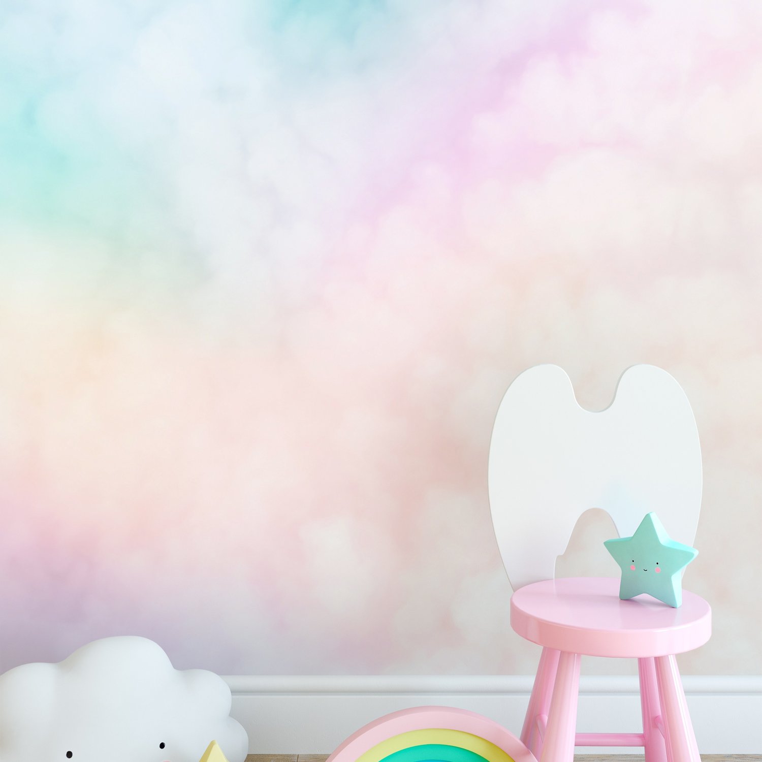 Kids Colorful Sky Cloud Wallpaper Mural - Peel and Stick