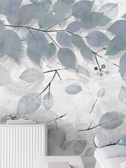 Nordic Tree Branch Leaves Wallpaper Mural